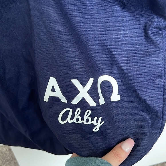 ΑΧΩ Alpha Chi Omega Sorority Navy Blue Duffel Bag with "Abby" - Picture 2 of 5